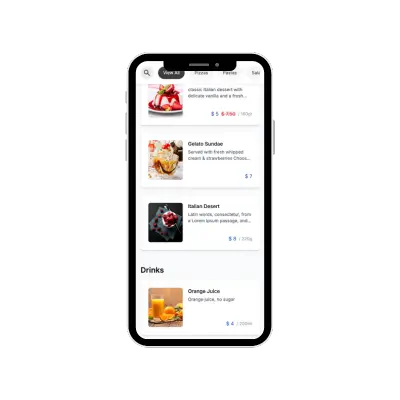 Digital Restaurant Menu on Mobile