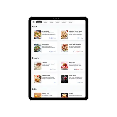 Digital Restaurant Menu on Tablet